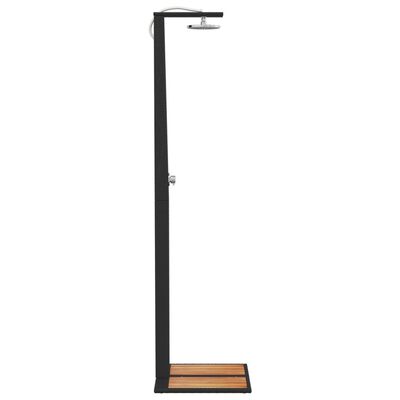 vidaXL Outdoor Shower Black 50x55x224 cm Poly Rattan and Acacia Wood