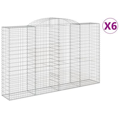 vidaXL Arched Gabion Baskets 6 pcs 300x50x180/200 cm Galvanised Iron