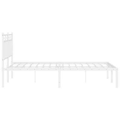 vidaXL Metal Bed Frame without Mattress with Headboard White 135x190 cm Double