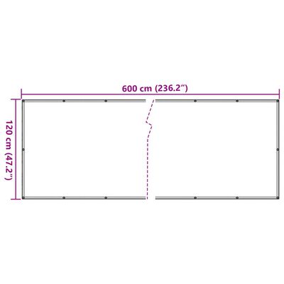 vidaXL Balcony Privacy Screen White 600x120 cm PVC