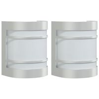 vidaXL Outdoor Wall Lights 2pcs Silver Stainless Steel