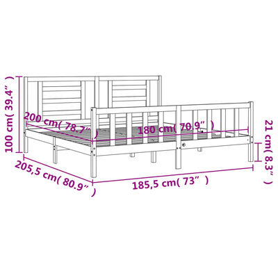 vidaXL Bed Frame without Mattress White Super King Size Solid Wood Pine