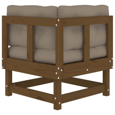 vidaXL Corner Sofas with Cushions 2 pcs Honey Brown Solid Wood Pine