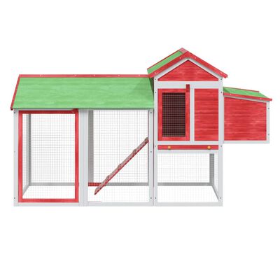 vidaXL Chicken Coop Red 193x65x117 cm Solid Wood Pine