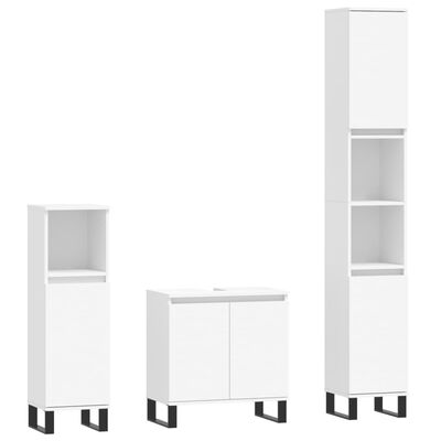 vidaXL 3 Piece Bathroom Furniture Set White Engineered Wood