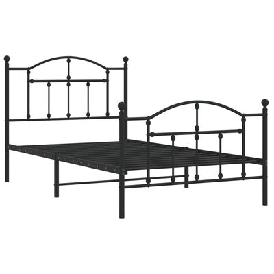 vidaXL Metal Bed Frame without Mattress with Footboard Black 100x190 cm