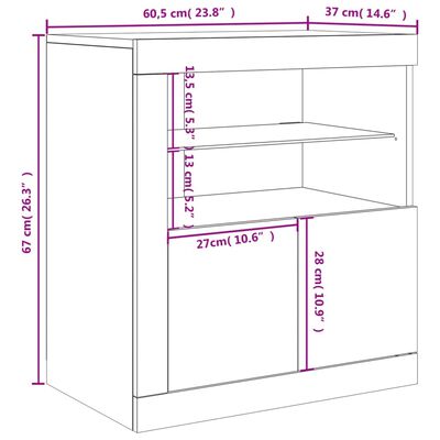 vidaXL Sideboard with LED Lights White 60.5x37x67 cm