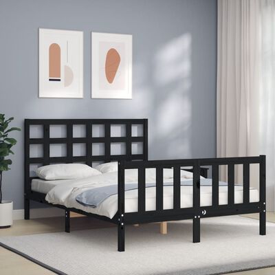 vidaXL Bed Frame without Mattress Black 120x200 cm Solid Wood Pine