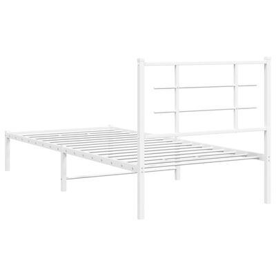 vidaXL Metal Bed Frame without Mattress with Headboard White 90x190 cm Single