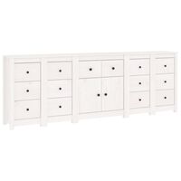 vidaXL Sideboard White 230x35x80 cm Solid Wood Pine