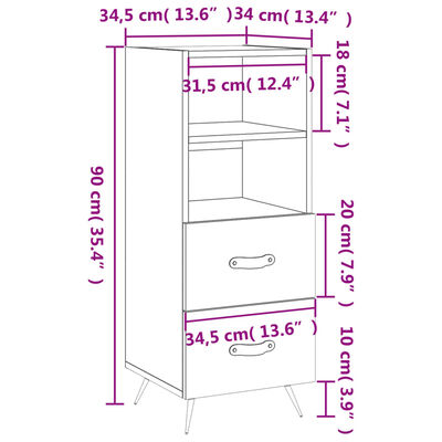 vidaXL Sideboard Concrete Grey 34.5x34x90 cm Engineered Wood