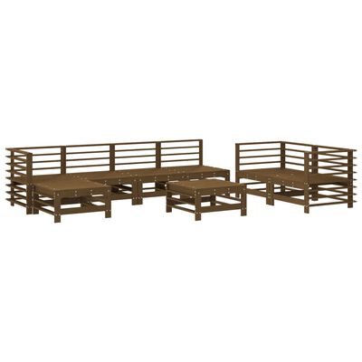 vidaXL 8 Piece Garden Lounge Set Honey Brown Solid Wood Pine