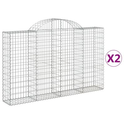 vidaXL Arched Gabion Baskets 2 pcs 200x30x120/140 cm Galvanised Iron