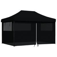 vidaXL Foldable Party Tent Pop-Up with 4 Sidewalls Black