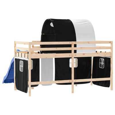 vidaXL Kids' Loft Bed with Tunnel without Mattress White&Black 90x200 cm