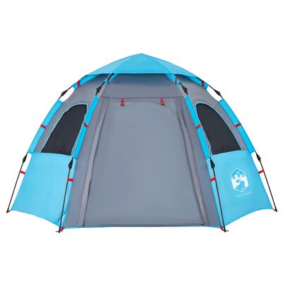 vidaXL Camping Tent Cabin 4-Person Blue Quick Release