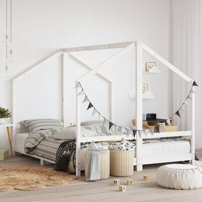vidaXL Kids Bed Frame White 2x(80x200) cm Solid Wood Pine