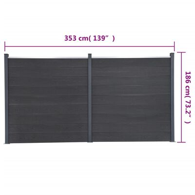 vidaXL Fence Panel Set Grey 353x186 cm WPC