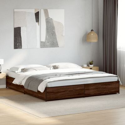 vidaXL Bed Frame without Mattress Brown Oak 180x200 cm Super King