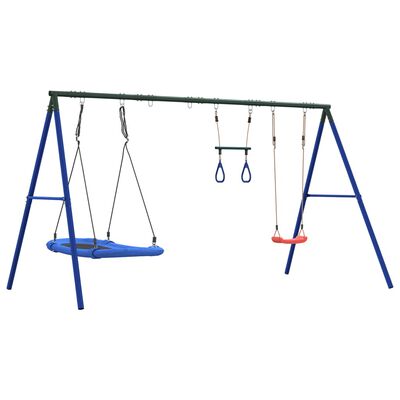 vidaXL Outdoor Swing Set with Swing, Trapeze, Nest Swing