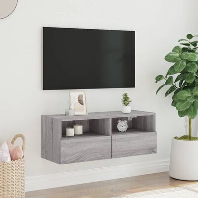 vidaXL TV Wall Cabinet Grey Sonoma 80x30x30 cm Engineered Wood