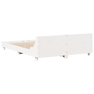 vidaXL Bed Frame without Mattress White 150x200 cm King Size Solid Wood Pine