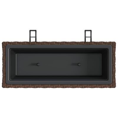 vidaXL Planters with hooks 2 pcs Brown Poly Rattan