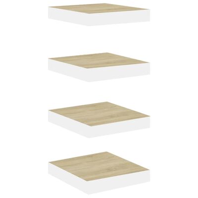 vidaXL Floating Wall Shelves 4 pcs Oak and White 23x23.5x3.8 cm MDF