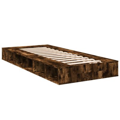 vidaXL Bed Frame Smoked Oak 75x190 cm Small Single Engineered Wood