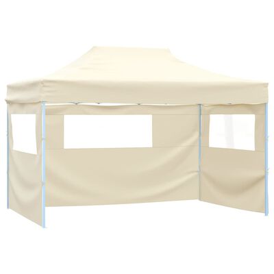 vidaXL Foldable Tent Pop-Up with 4 Side Walls 3x4.5 m Cream White