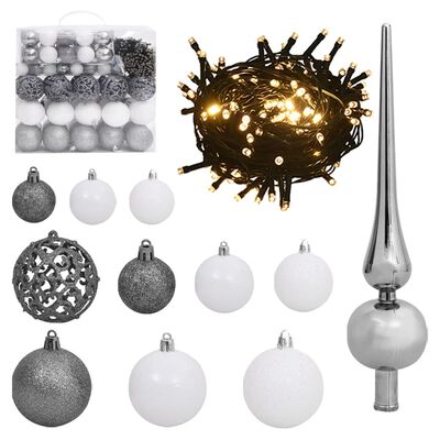 vidaXL Artificial Hinged Christmas Tree 300 LEDs & Ball Set 180 cm