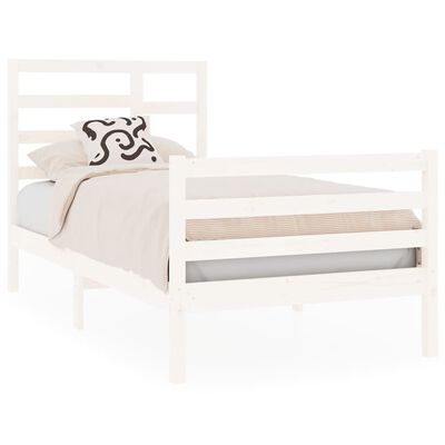 vidaXL Bed Frame without Mattress White Solid Wood 75x190 cm Small Single