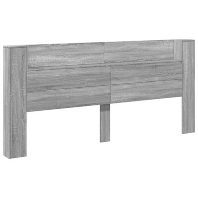 vidaXL Headboard Cabinet with LED Grey Sonoma 220x16.5x103.5 cm