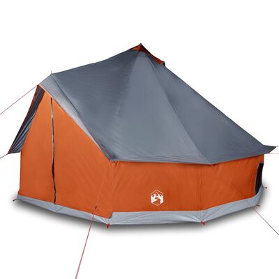 vidaXL Family Tent Tipi 12-Person Grey and Orange Waterproof