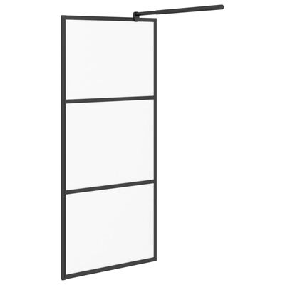 vidaXL Walk-in Shower Wall 90x195 cm Frosted ESG Glass Black