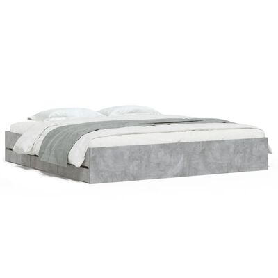 vidaXL Bed Frame with Drawers without Mattress Concrete Grey 200x200 cm