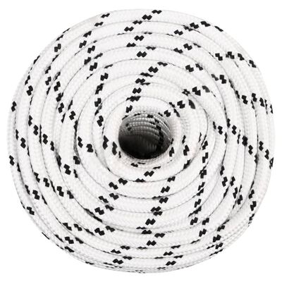 vidaXL Braided Boat Rope White 12 mmx100 m Polyester