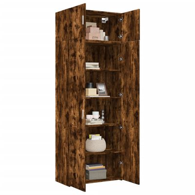 vidaXL Storage Cabinet Smoked Oak 80x42.5x225 cm Engineered Wood