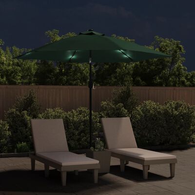 vidaXL LED Cantilever Garden Parasol 3 m Green