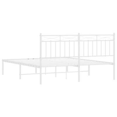 vidaXL Metal Bed Frame without Mattress with Headboard White 150x200 cm King Size