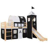 vidaXL Children's Loft Bed Frame with Slide & Ladder Pinewood 97x208 cm