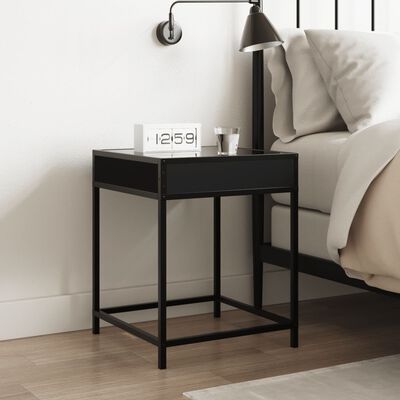 vidaXL Bedside Table with Infinity LED Black 40x40x51 cm