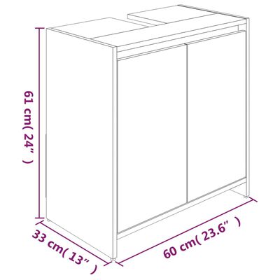 vidaXL Bathroom Cabinet Grey Sonoma 60x33x61 cm Engineered Wood