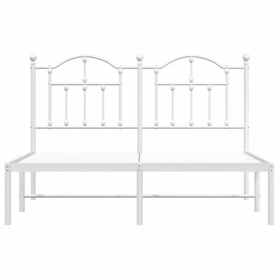 vidaXL Metal Bed Frame without Mattress with Headboard White 140x190 cm