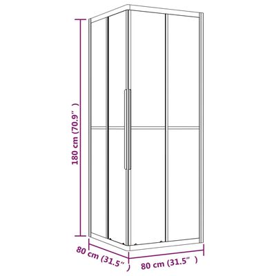 vidaXL Shower Cabin Half Frosted ESG 80x80x180 cm Black