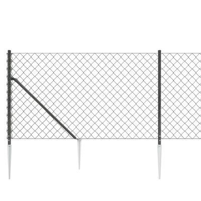 vidaXL Chain Link Fence with Spike Anchors Anthracite 1x25 m