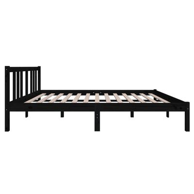 vidaXL Bed Frame without Mattress Black Solid Wood 135x190 cm Double