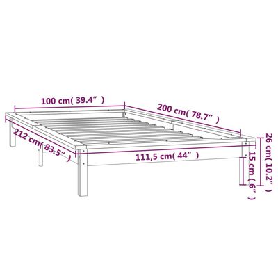 vidaXL LED Bed Frame without Mattress Honey Brown 100x200 cm Solid Wood