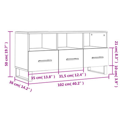 vidaXL TV Cabinet Sonoma Oak 102x36x50 cm Engineered Wood