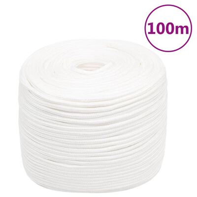 vidaXL Boat Rope Full White 6 mm 100 m Polypropylene